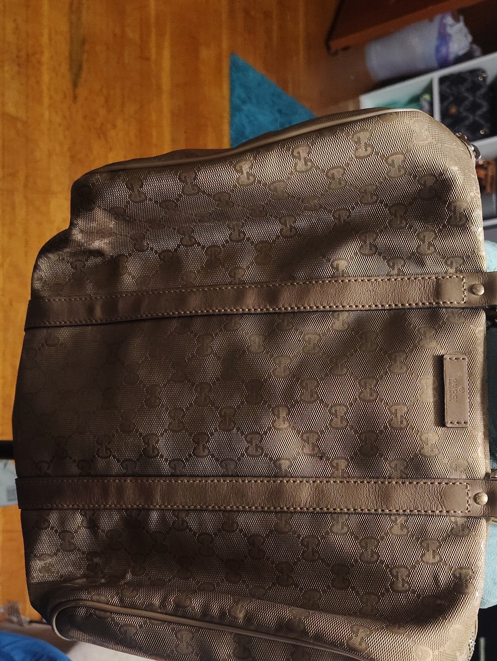 Gucci Monogram Duffel Bag in Gold